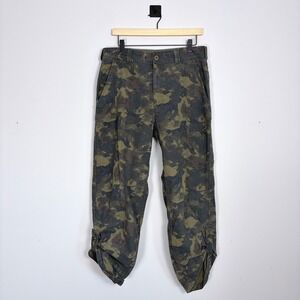 Free People Cleo Camo Cargo Pants Convertible Cropped Drawstring Women Size 12